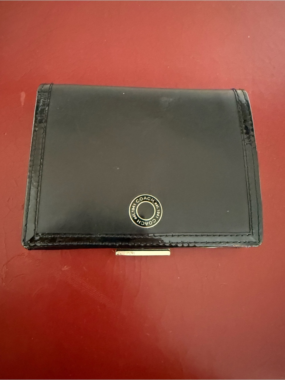 Vintage Coach Black Leather Wallet with coin section compact